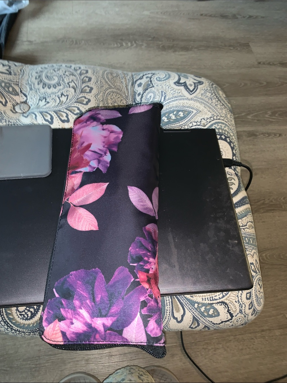 Victoria's Secret Purple and Pink Floral Zip Cosmetic Case